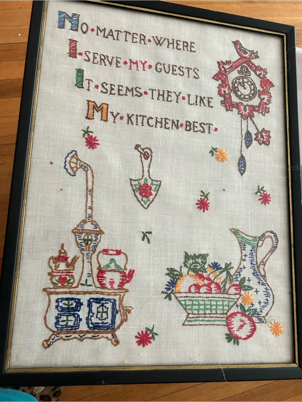 Hand-Embroidered Kitchen Wall Art - Multicolor